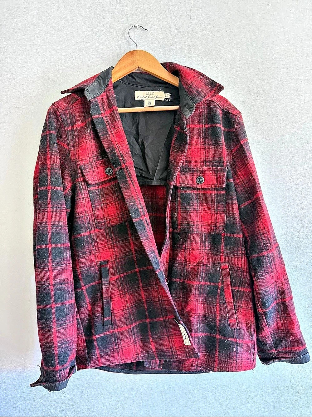 L.O.G.G. Label of Graded Goods. Plaid Jacket in Red & Black Size Medium